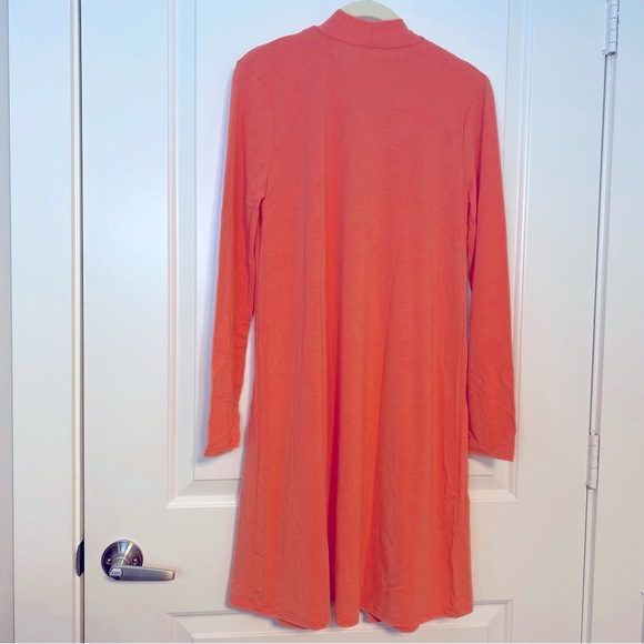 ZENANA Premium Orange Midi Medium Open front Slouch Pockets Duster Cardigan - Picture 3 of 4